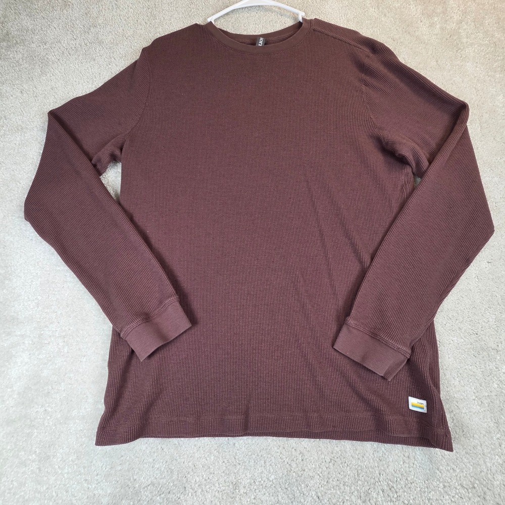 Vuori Mens Long Sleeve Waffle Crew Thermal  Shirt Brown V176 Large